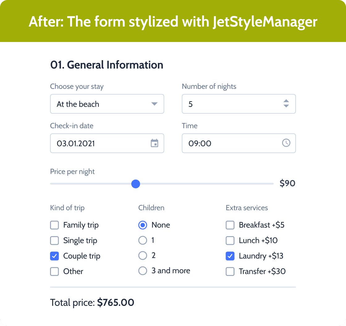 Gutenberg Blocks Before/After JetStyleManager